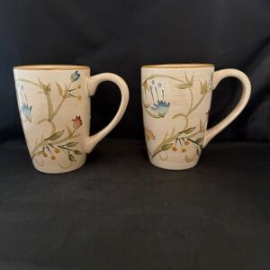 Home American Simplicity Floral Stoneware Mug – Farmhouse Ceramic Coffee Cup VTG